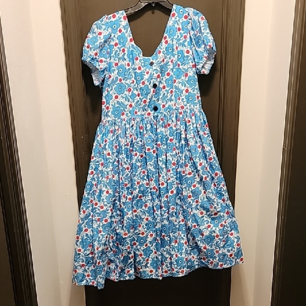 Bernie Dexter Retro Vintage  Blue Floral Puff Sleeve Summer Dress. 4X. NWT